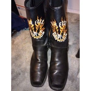 Harley Davidson Ride Free Bird Boots Leather Buckle Motorcycle Black Mens 12